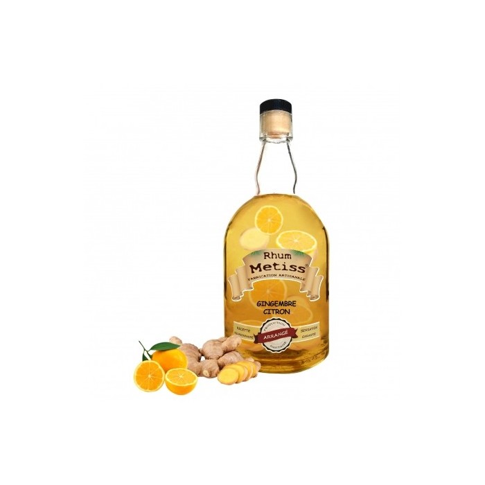 Bouteille rhum arrangé métiss gingembre citron