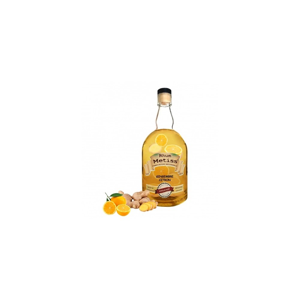 Bouteille rhum arrangé métiss gingembre citron