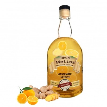 Bouteille rhum arrangé métiss gingembre citron