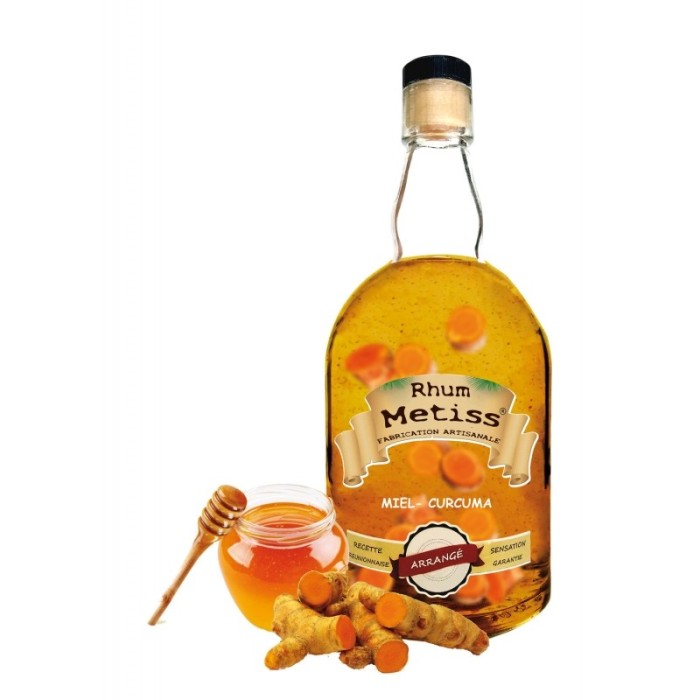 Bouteille rhum arrangé metiss miel curcuma