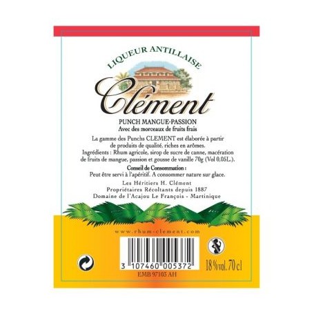 Punch Mangue Passion Clément 70 cl