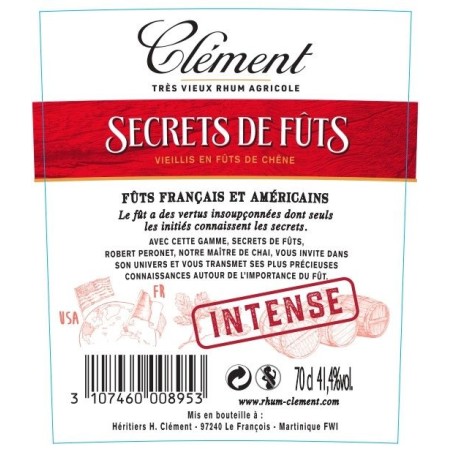 Rhum Clément Vieux Secrets de fûts - Intense 41,4° 70cl